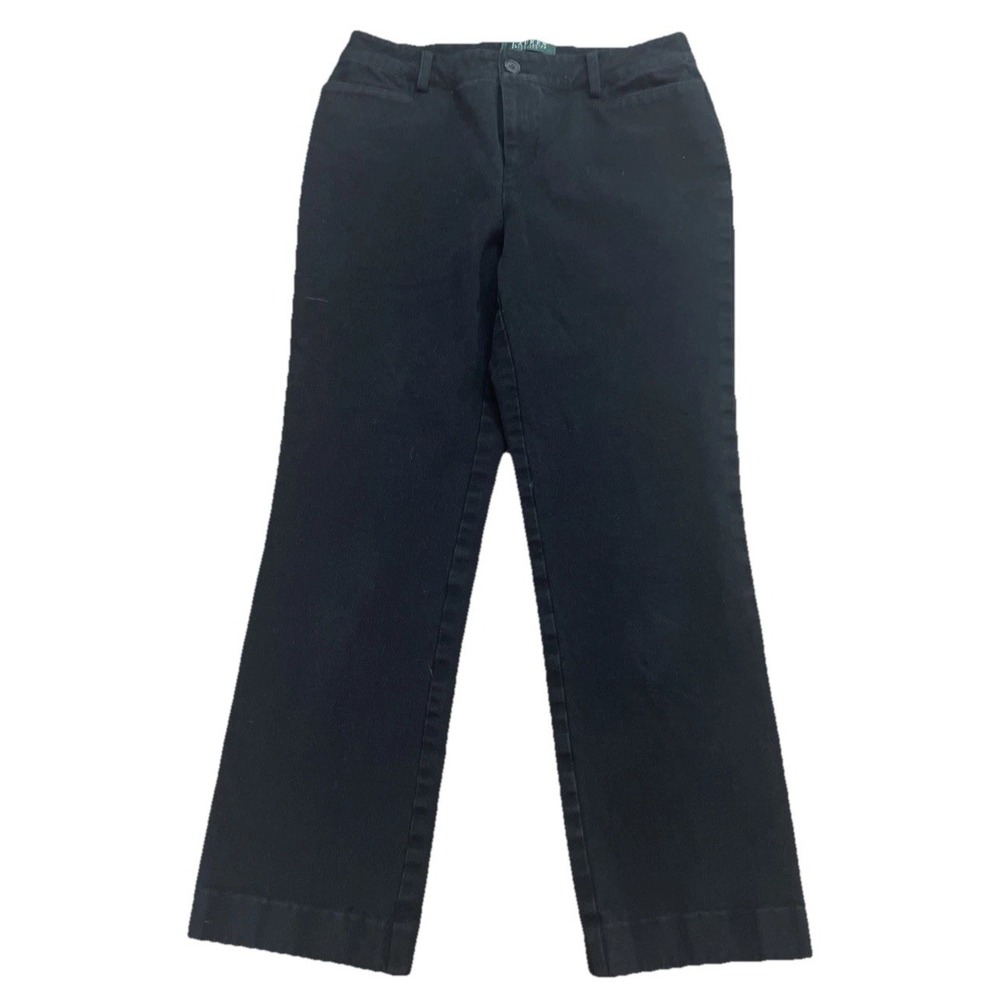 Lauren Ralph Lauren Catlin Petite Women's Stretch Black Chino Pants 4P Cotton